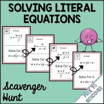 Preview of Solving Literal Equations Scavenger Hunt Activity