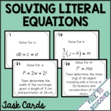 Literal Equations Task Cards Activity