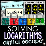 Solving Logarithm Equations Digital Math Escape Room Activity