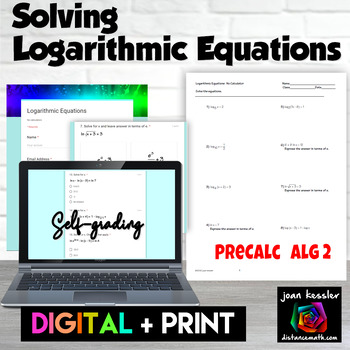 Solving Logarithmic Equations Activities Teaching Resources