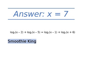 Preview of Solving Logarithmic and Exponential Equations - Scavenger Hunt