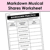 Solving Markdown Problems "Musical Shares" Practice Worksheet