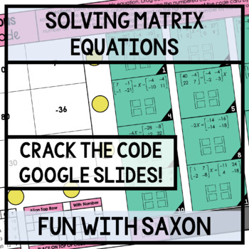 Preview of Solving Matrix Equations Crack the Code Digital Activity