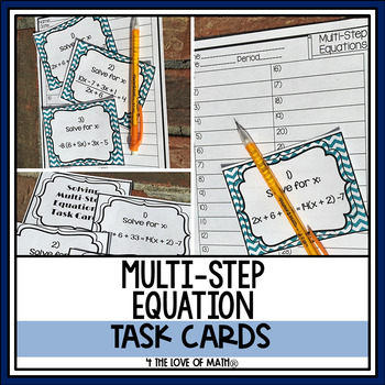 Preview of Solving Multi-Step Equations: 30 Task Cards