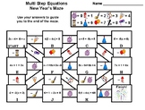 Solving Multi Step Equations Activity: New Year's Math Maze