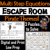 Solving Multi Step Equations Activity: Pirate Themed Escap