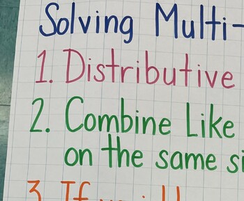 Preview of Solving Multi-Step Equations Anchor Chart