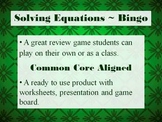 Solving Multi-Step Equations Bingo - Practice Algebra whil