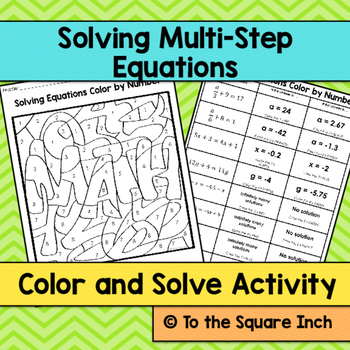 Preview of Solving Multi-Step Equations Color and Solve