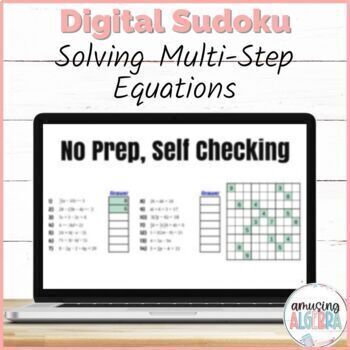 Preview of Solving Multi-Step Equations DIGITAL Sudoku Puzzle Activity