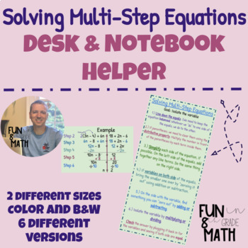 Preview of Solving Multi-Step Equations (Desk & Notebook) Helper