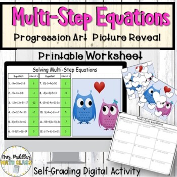 Preview of Solving Multi-Step Equations Digital Activity Mystery Picture |Distance Learning