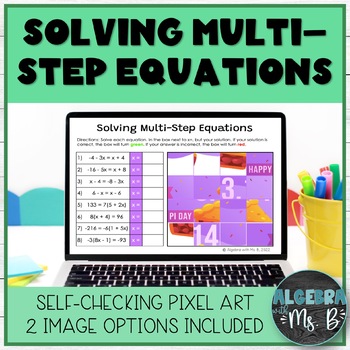 Preview of Solving Multi-Step Equations Digital Pixel Art Activity