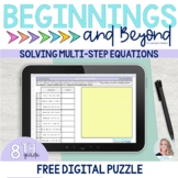 Solving Multi-Step Equations Digital Puzzle