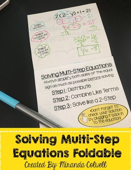 Preview of Solving Multi-Step Equations Foldable