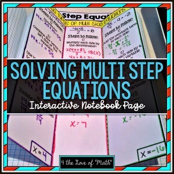 Preview of Solving Multi Step Equations Guided Notes: Foldable Page
