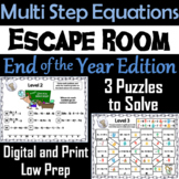 Solving Multi Step Equations Game: Escape Room End of Year