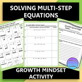Solving Multi-Step Equations Growth Mindset Activity Dista