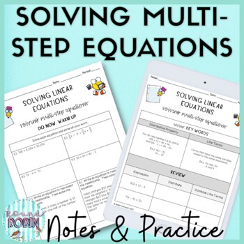 Preview of Solving Multi Step Equations Guided Notes