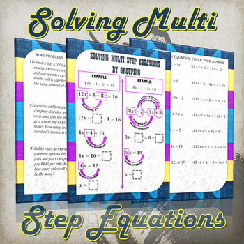 Preview of Solving Multi Step Equations ( Guided Notes & Practice)