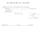 Solving Multi-Step Equations Guided Notes & Practice