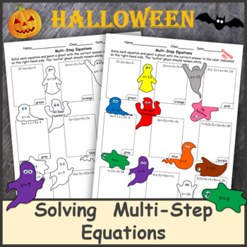 Preview of Solving  Multi-Step Equations Halloween