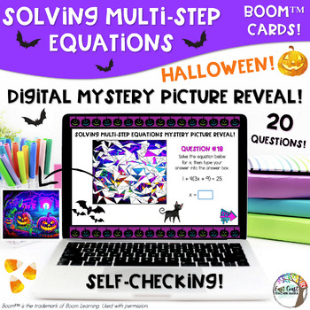 Preview of Solving Multi Step Equations Halloween Boom™ Cards