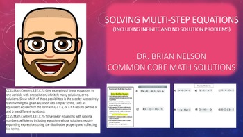 Preview of Solving Multi-Step Equations (Including Infinite & No Solution Problems)