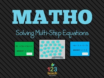 Preview of Solving Multi-Step Equations MATHO (BINGO) Powerpoint Review Game