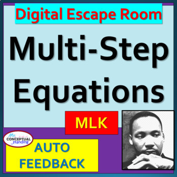Preview of Solving Multi-Step Equations | MLK - Black History Month Math Escape Room
