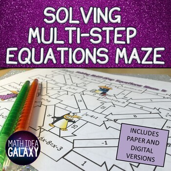 Preview of Multi-Step Equations Activity Maze