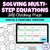 Solving Multi-Step Equations Maze - Digital Activity & Worksheet