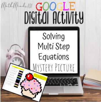 Preview of Solving Multi Step Equations - Mystery Pixel Art - Google Activity! 