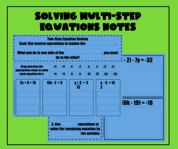 Preview of Solving Multi-Step Equations Notes