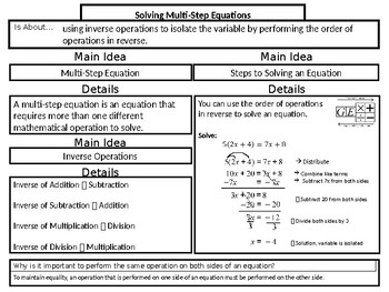 Preview of Solving Multi-Step Equations Notes SOL 8.17