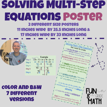 Preview of Solving Multi-Step Equations Poster (FREE)