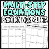 Solving Multi-Step Equations Practice Worksheet or Homework