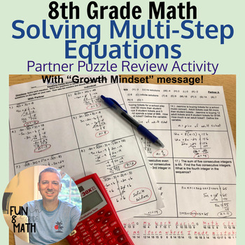 Preview of Solving Multi-Step Equations Partner Puzzle Review Activity