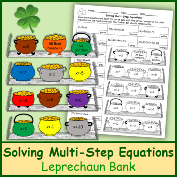 Preview of Solving Multi-Step Equations | St. Patrick's Day