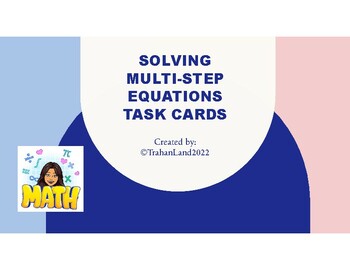 Preview of Solving Multi-Step Equations Task Cards