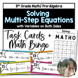 Solving Multi Step Equations Task Cards and Bingo Game for