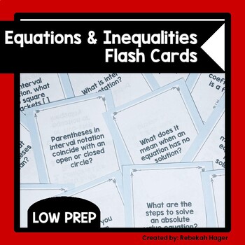 Preview of Solving Multi-Step Equations and Inequalities Flash Cards
