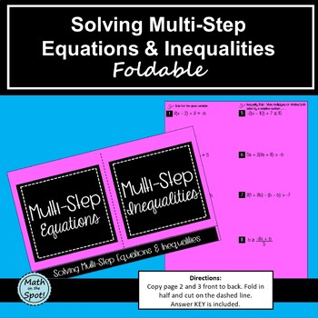 Preview of Solving Multi-Step Equations and Inequalities Foldable