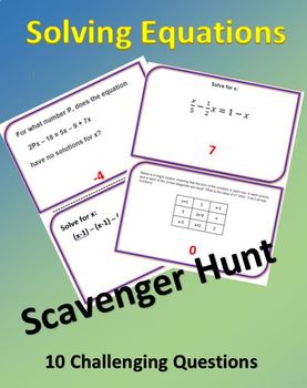 Preview of Solving Multi-Step Equations w/Special Cases Scavenger Hunt - Challenging