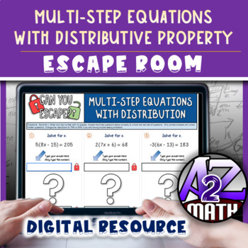 Preview of Solving Multi Step Equations with Distributive Property Activity Digital
