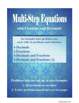 Preview of Solving Multi-Step Equations with Fractions and Decimals