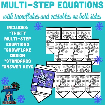 Preview of Solving Multi-Step Equations with Variable on Both Sides and Snowflakes