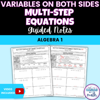 Preview of Solving Multi Step Equations with Variables on Both Sides Guided Notes Lesson