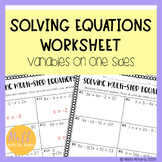 Solving Multi Step Equations with Variables on One Side Wo