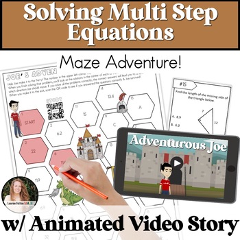 Preview of Solving Multi Step Equations with Word Problems Activity | Adventurous Joe